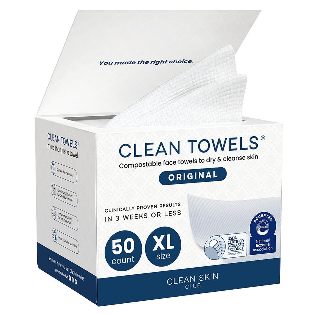 Clean Skin Club Clean Towels XL – Disposable Face Towels