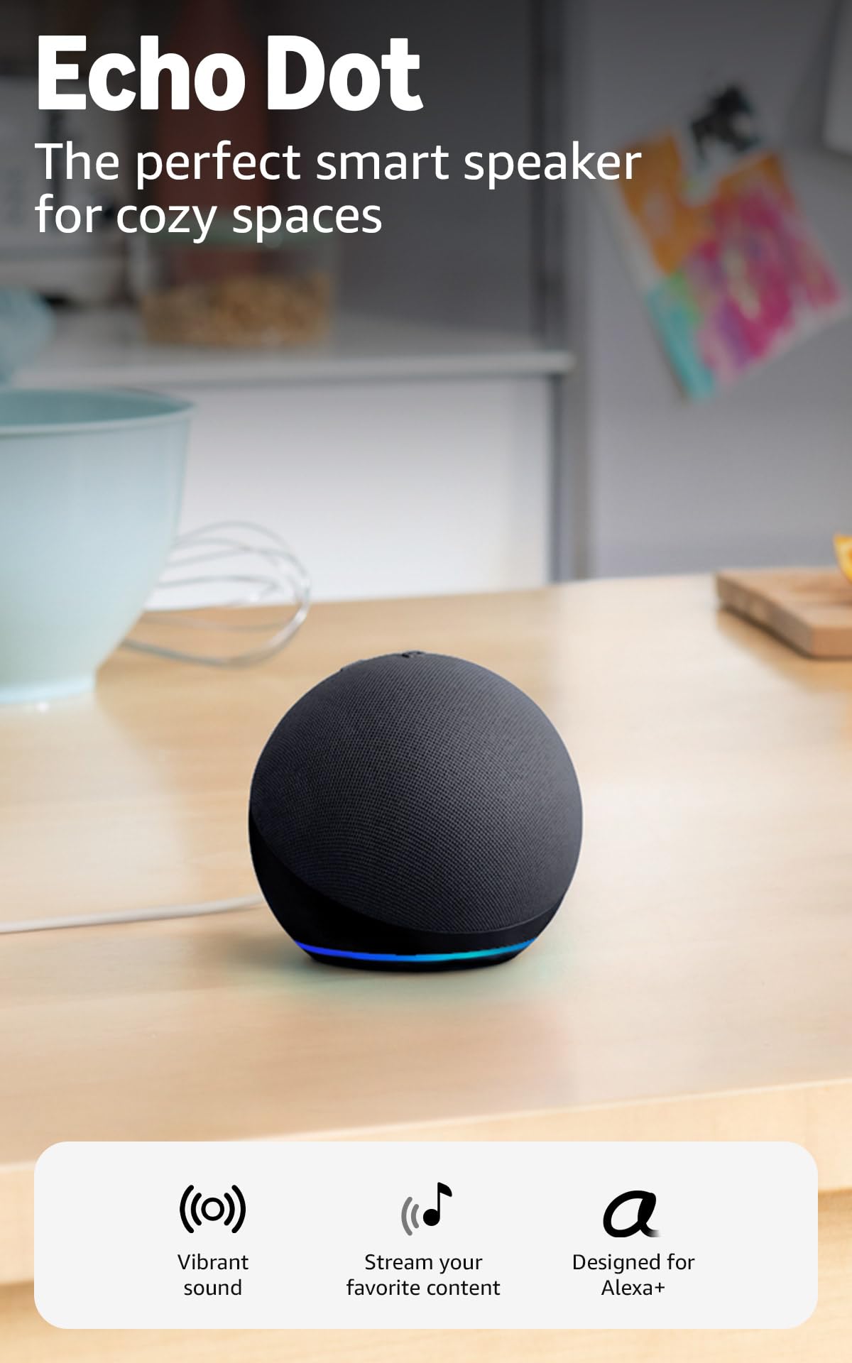 Amazon Echo Dot (Newest Model) Smart Speaker with Alexa – Charcoal