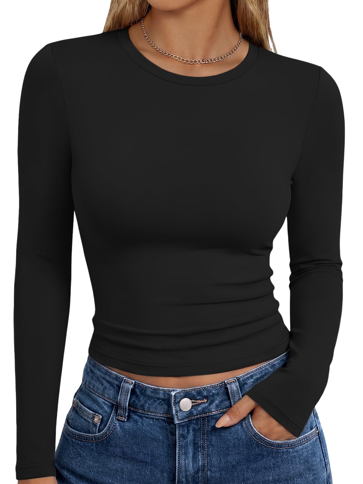Trendy Queen Women's Long Sleeve Fitted Tee – Fall Basics