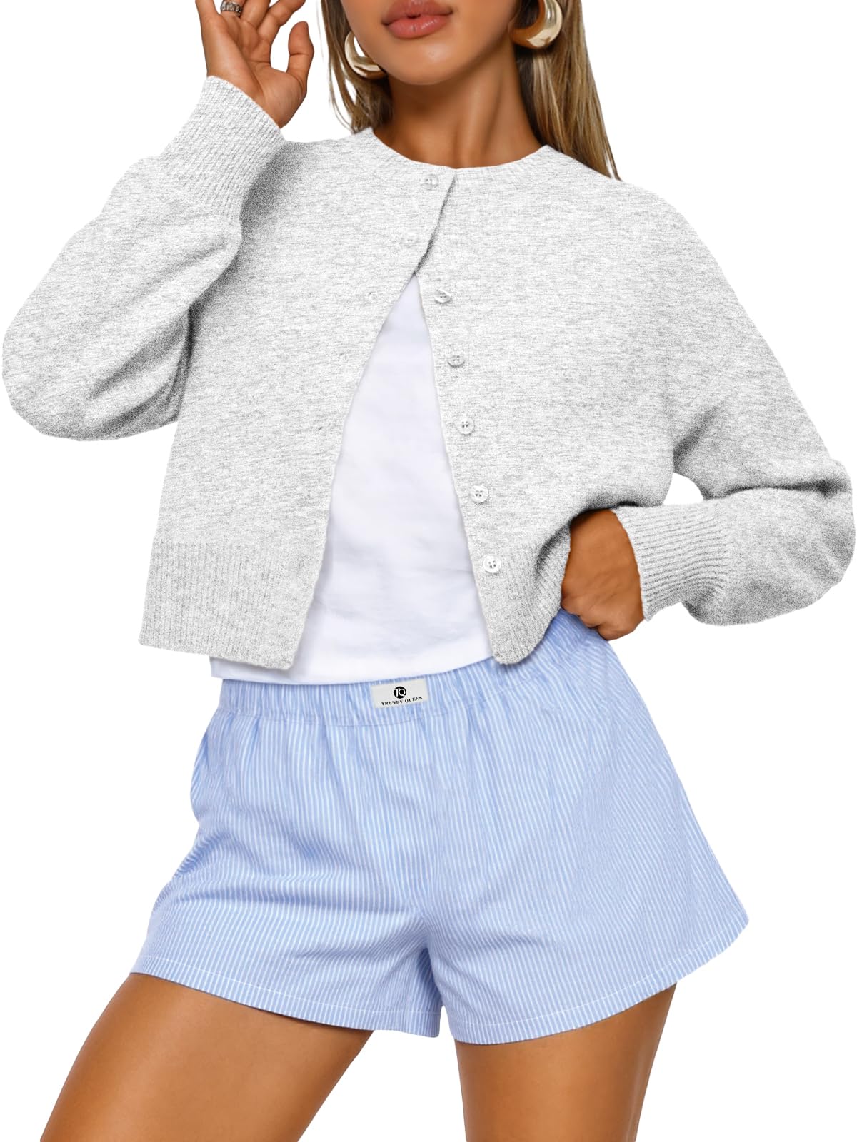 Trendy Queen Women's Cropped Cardigan Sweater