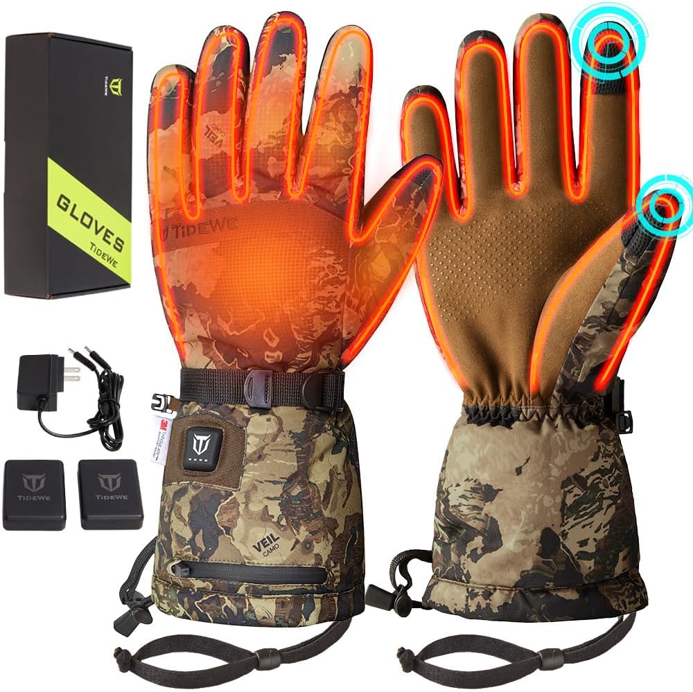 TIDEWE Heated Hunting Gloves for Men & Women, Rechargeable