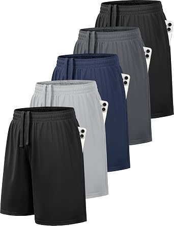 MLYENX 5 Pack Boys Athletic Basketball Shorts – Quick Dry