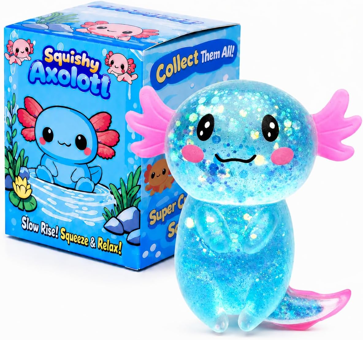 Axolotl Squishy Stress Ball, Soft TPR Fidget Toy for Kids Adults