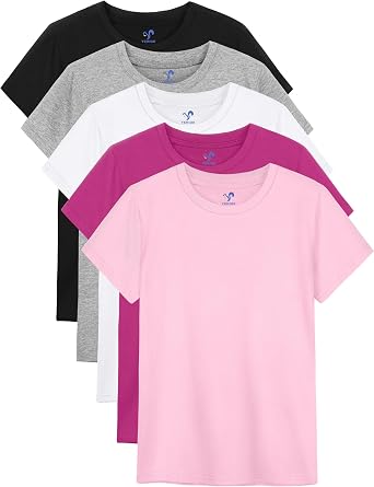 5 Pack Girls Short Sleeve Cotton T-Shirts
