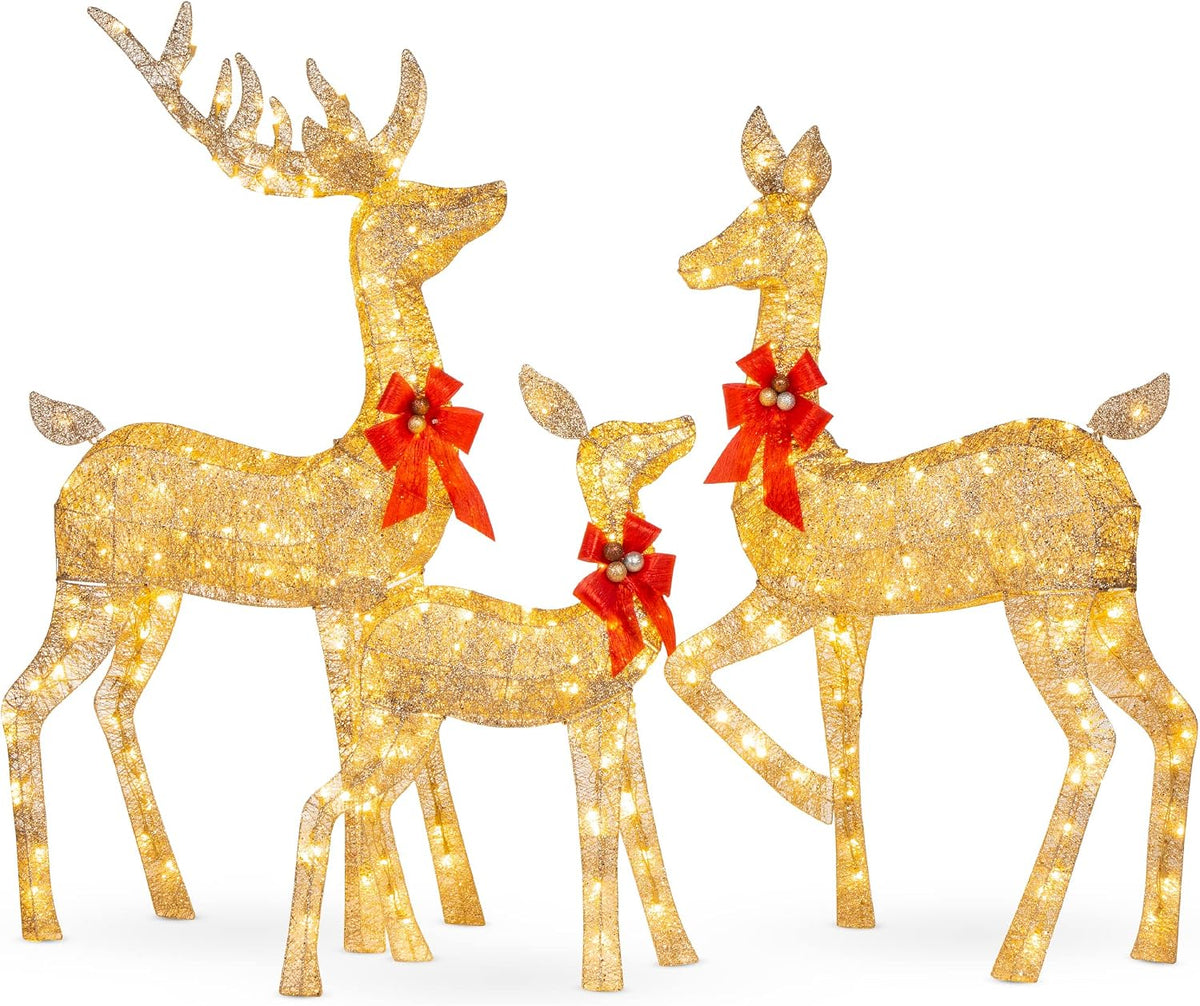 Best Choice Products 3-Piece Lighted Christmas Deer Family – 5 ft