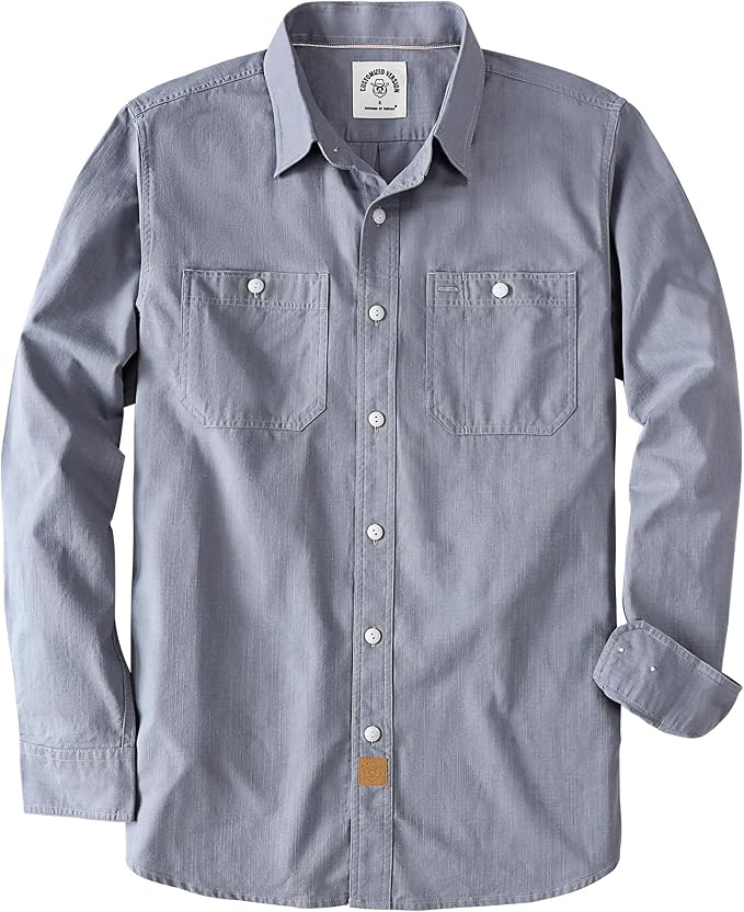 Dubinik® Chambray Shirt Men Cotton Mens Long Sleeve Button Down Shirts