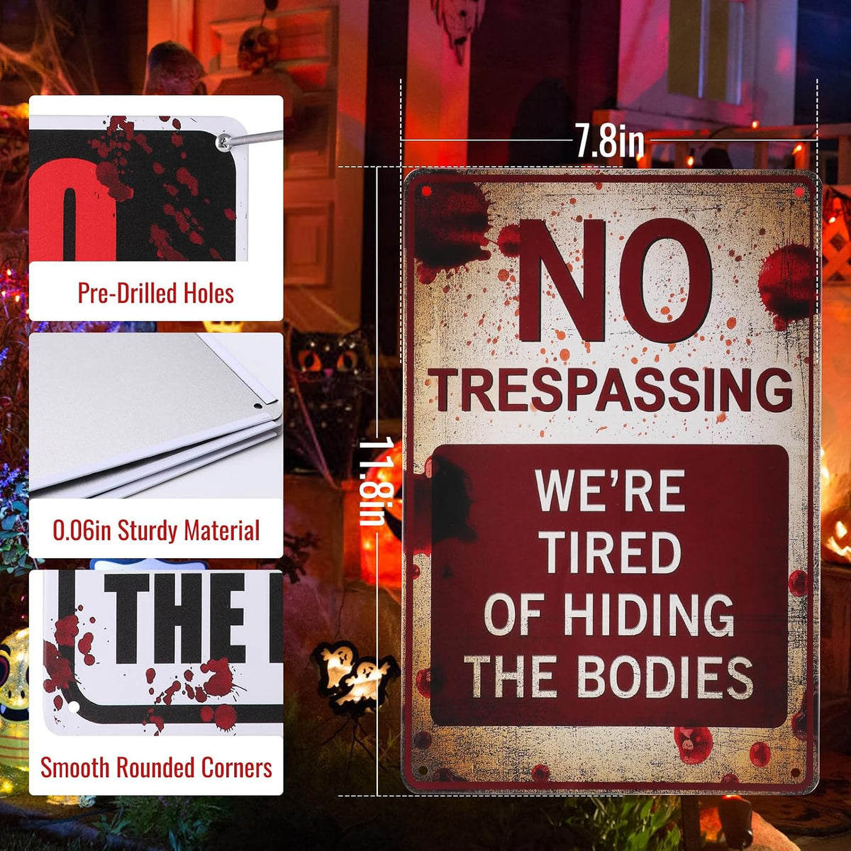 Halloween Decorations Metal Tin Sign for Outdoor Yard, Garage Wall