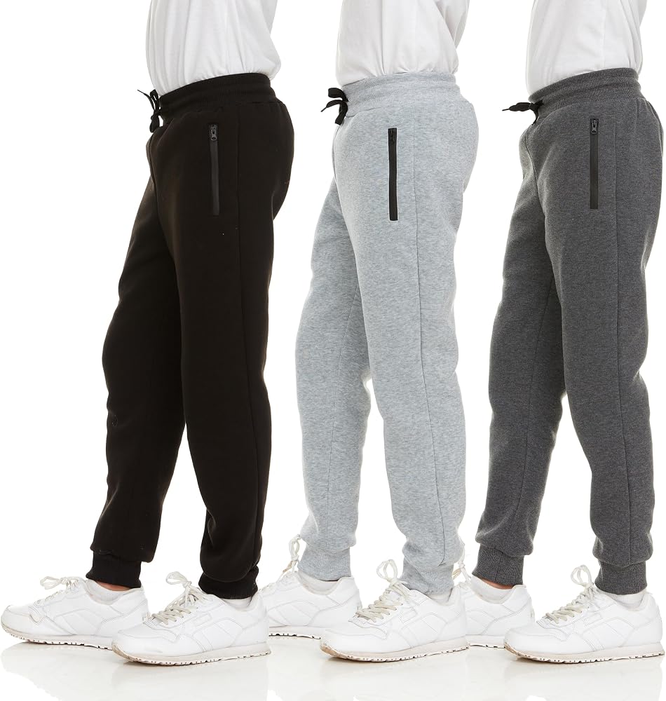 PURE CHAMP Boys' Fleece Jogger Sweatpants, 3-Pack