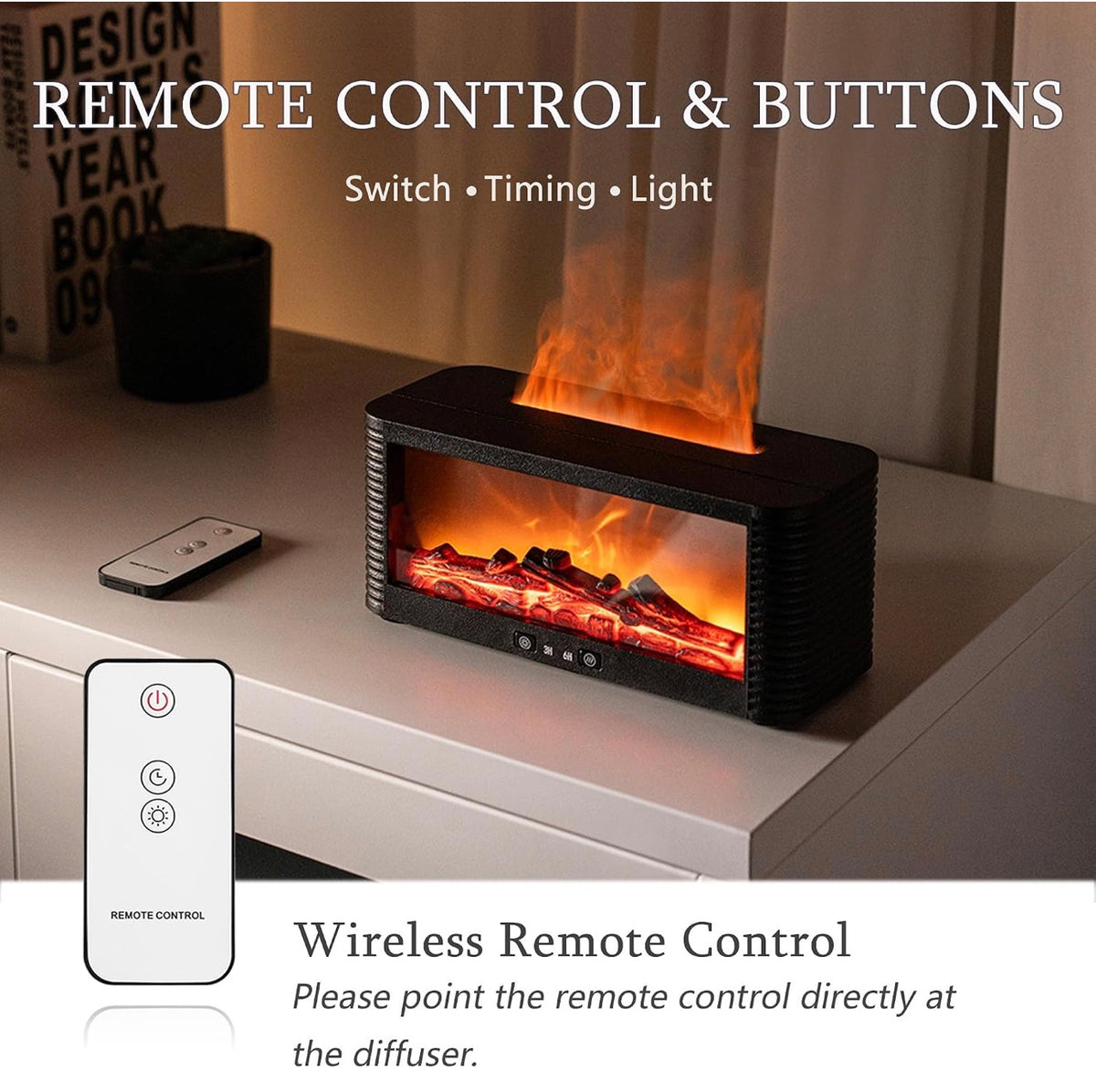 LOVCY 9-Color Flame Fireplace Aroma Diffuser, 250 ml