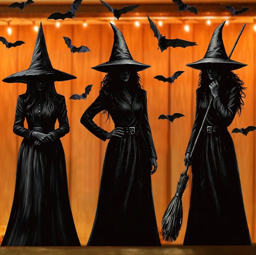COCHIE Large Halloween Witch Window Clings, 6 Sheets