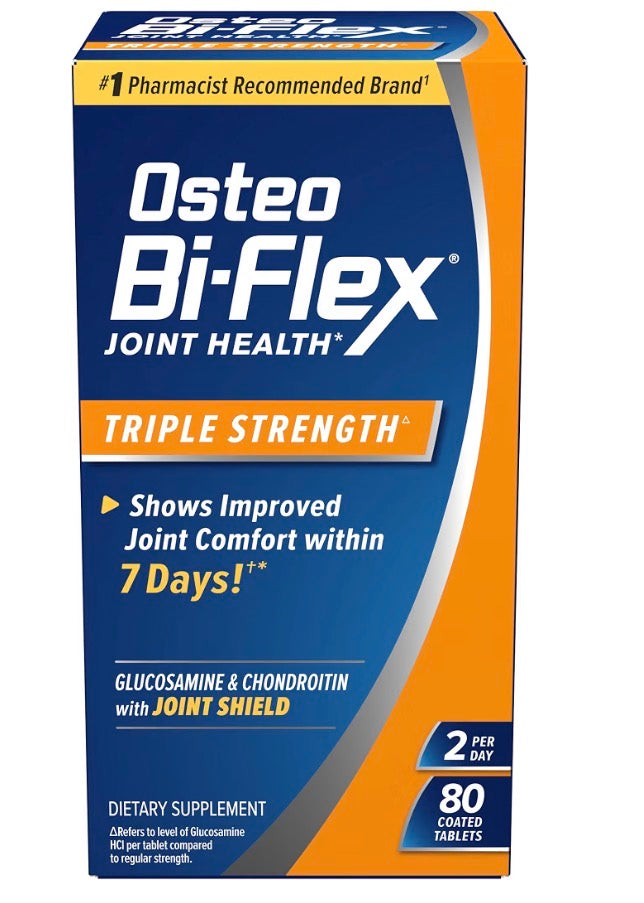 Osteo Bi-Flex Triple Strength Glucosamine Chondroitin Supplement, Improve Joint Function, Strength, Flexibility, Mobility 80 Coated Tablets