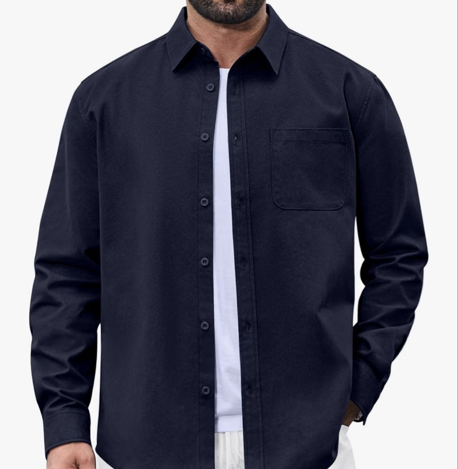 COOFANDY men's navy long sleeve denim shirt jacket