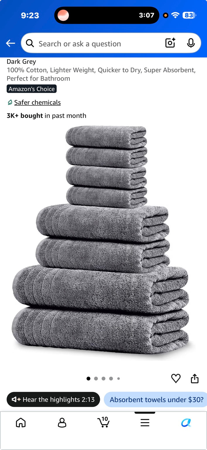 Dark gray cotton towel set