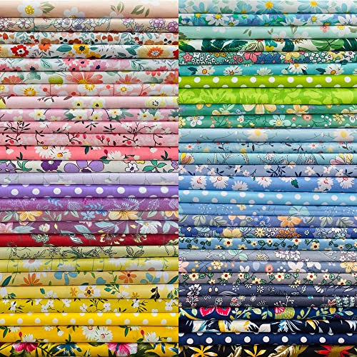 Floral Cotton Quilting Fabric Squares – 50 Pieces, 10 × 10 Inches
