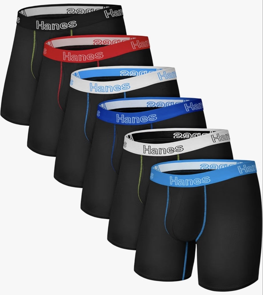 Hanes men's stretch cotton boxer briefs 6-pack