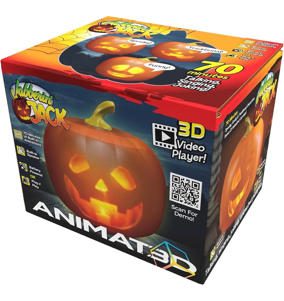 Jabberin’ Jack animated talking pumpkin retail packaging