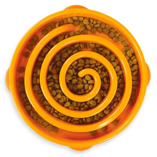 Outward Hound Fun Feeder Slow Bowl – Large, Orange, 4 Cups