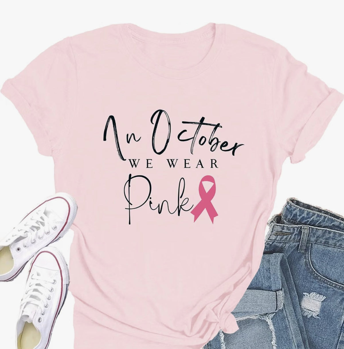 Pink In October We Wear Pink breast cancer awareness T-shirt