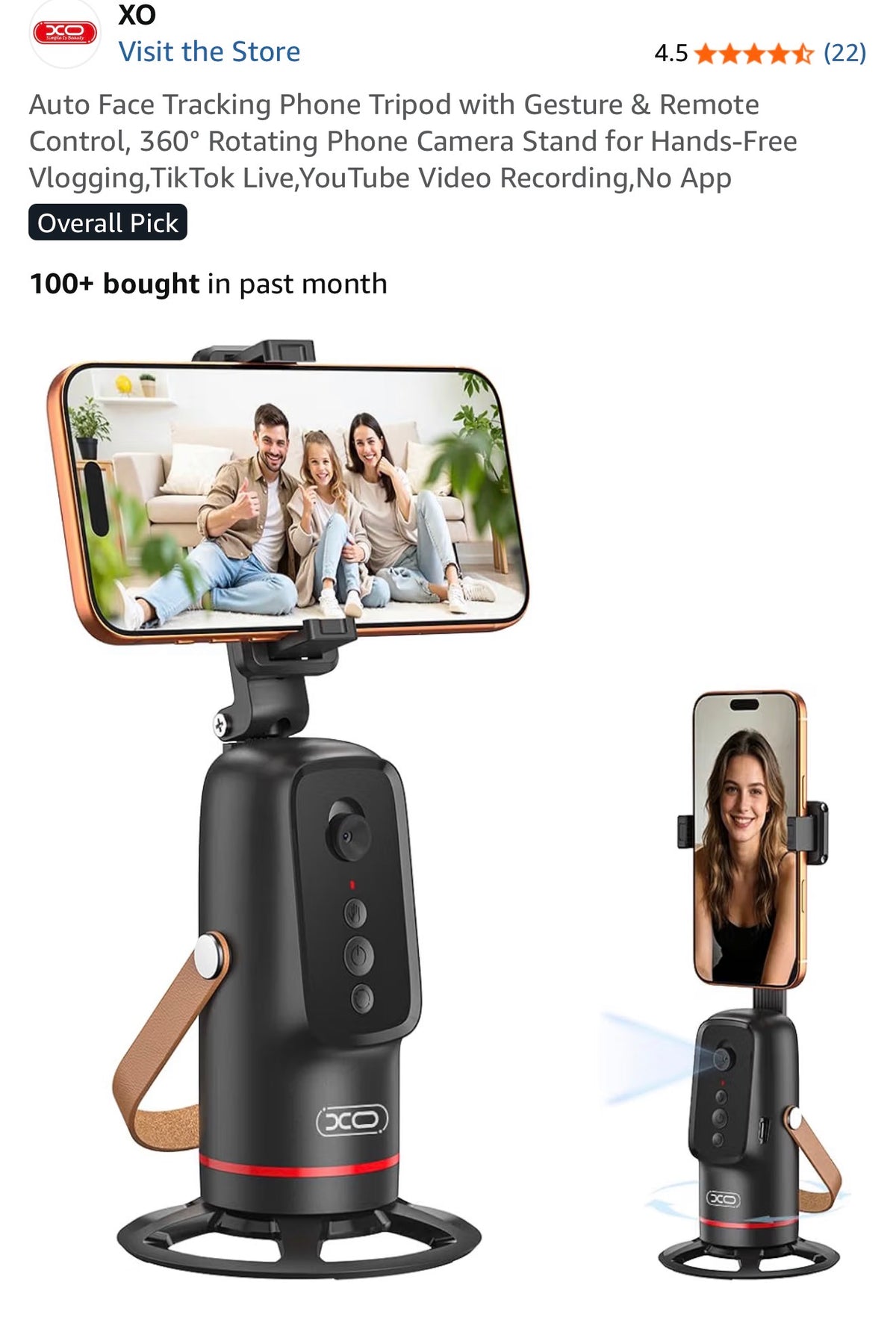 XO auto face-tracking phone stand